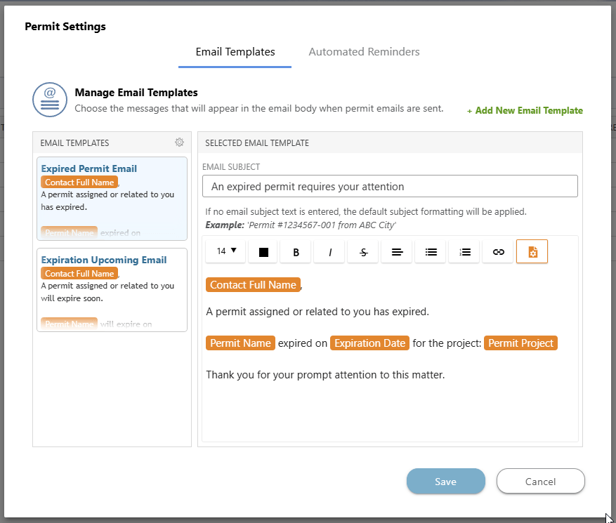 How to manage construction Permit Reminders in ConstructionOnline 