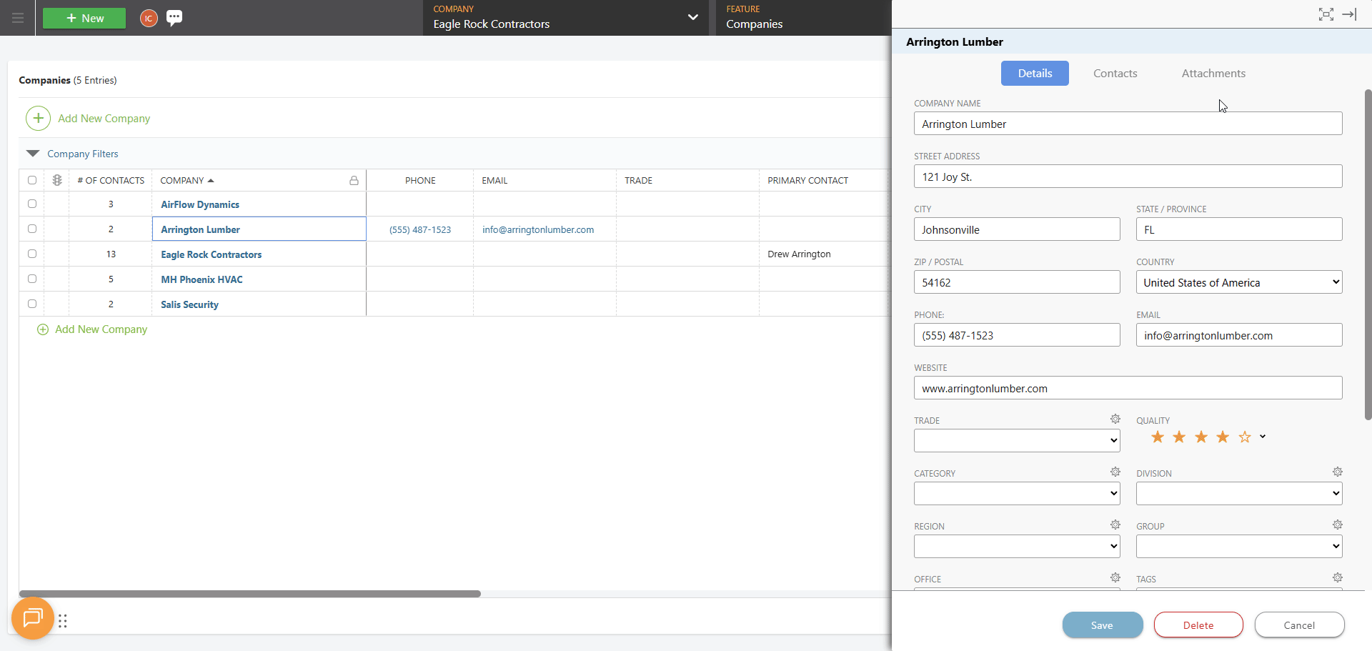 Adding Attachments to a Company in ConstructionOnline