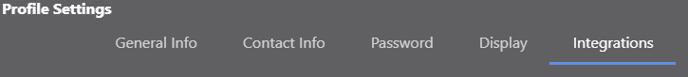 Navigate to the Integrations tab within the Profile Settings window
