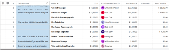 ConstructionOnline's "Hide this Column" option in Column Order & Visibility for Change Orders