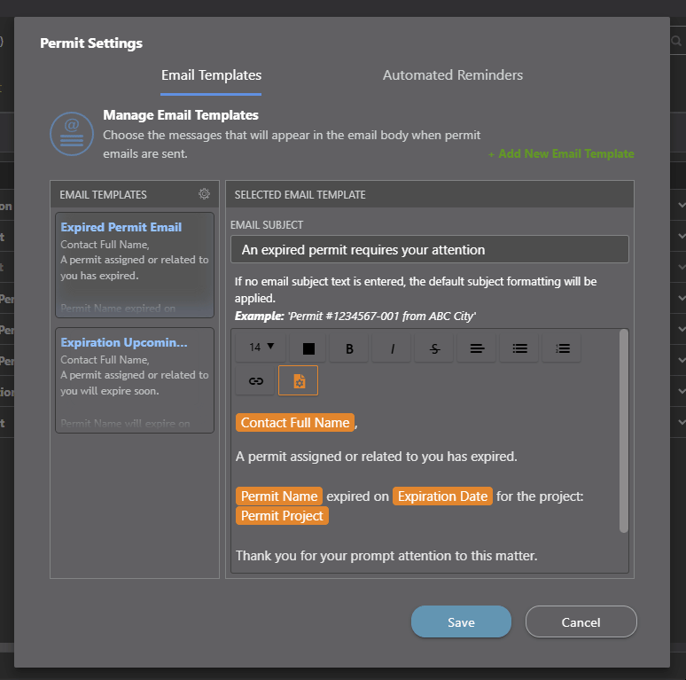 How to manage construction Permit Reminders in ConstructionOnline 