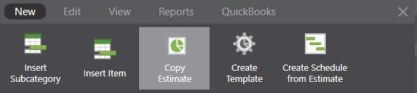 Estimating toolbar copy estimate option