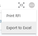 ConstructionOnline's Export to Excel option for RFIs