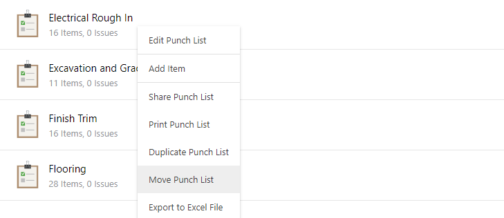 move punch list option