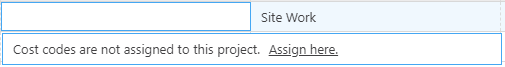 Cost codes are not assigned to the Project