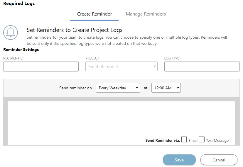 Create Daily Log Reminders