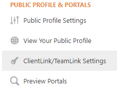 clientlink/teamlink settings option