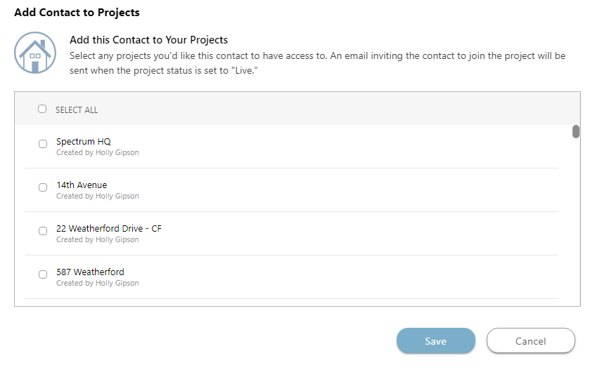 add contacts to project